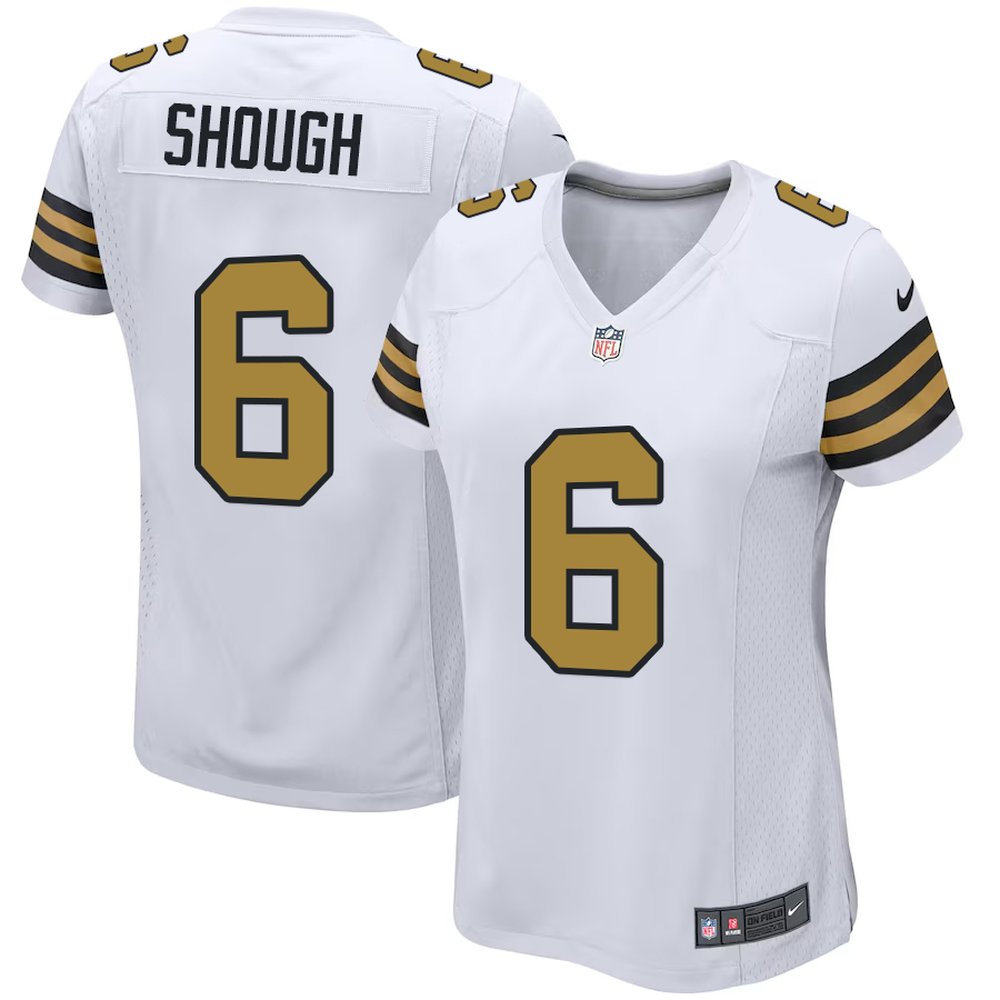 Women’s New Orleans Saints #6 Tyler Shough Nike White Game Jersey