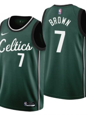 Men's Boston Celtics #7 Jaylen Brown 2022/23 Green City Edition Stitched Jersey