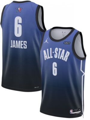 Men's 2023 All-Star #6 LeBron James Blue Game Swingman Stitched Basketball Jersey