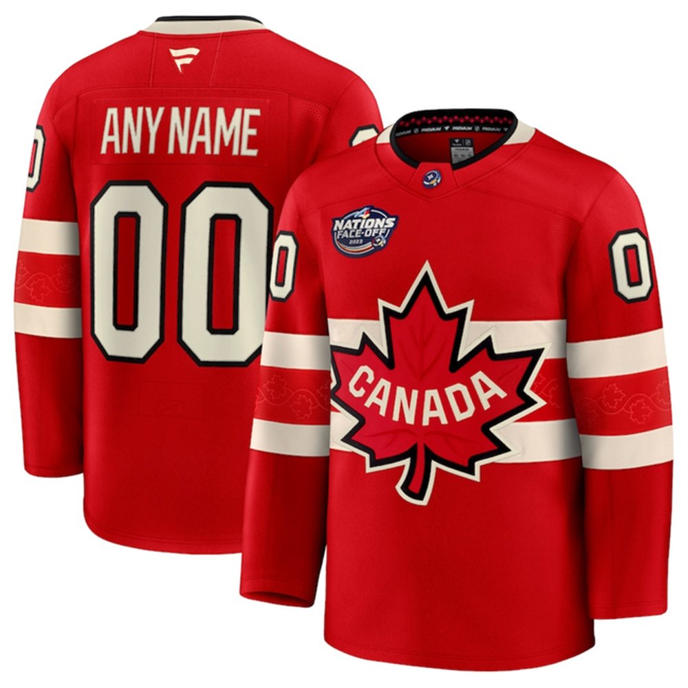 Youth Canada Custom Red 2025 4 Nations Face-Off Premium Stitched Jersey