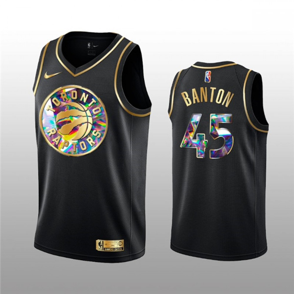 Men’s Toronto Raptors #45 Dalano Banton 2021/22 Black Golden Edition 75th Anniversary Diamond Logo Stitched Basketball Jersey