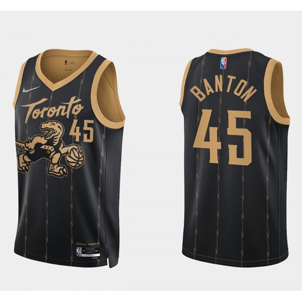 Men’s Toronto Raptors #45 Dalano Banton 2021/22 City Edition Black 75th Anniversary Swingman Stitched Basketball Jersey