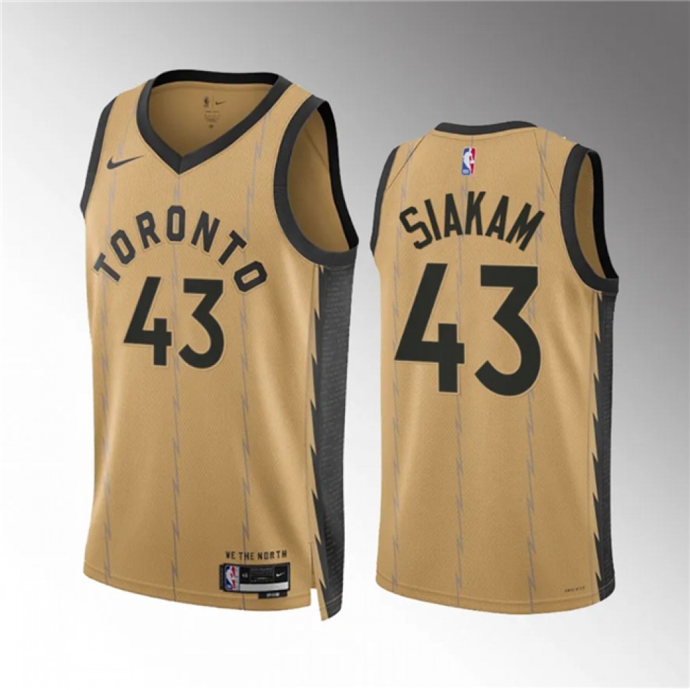 Men’s Toronto Raptors #43 Pascal Siakam Gold 2023/24 City Edition Stitched Basketball Jersey