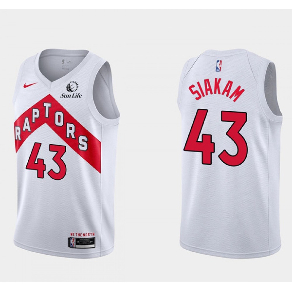 Men’s Toronto Raptors #43 Pascal Siakam 2020/21 White Swingman Stitched Basketball Jersey