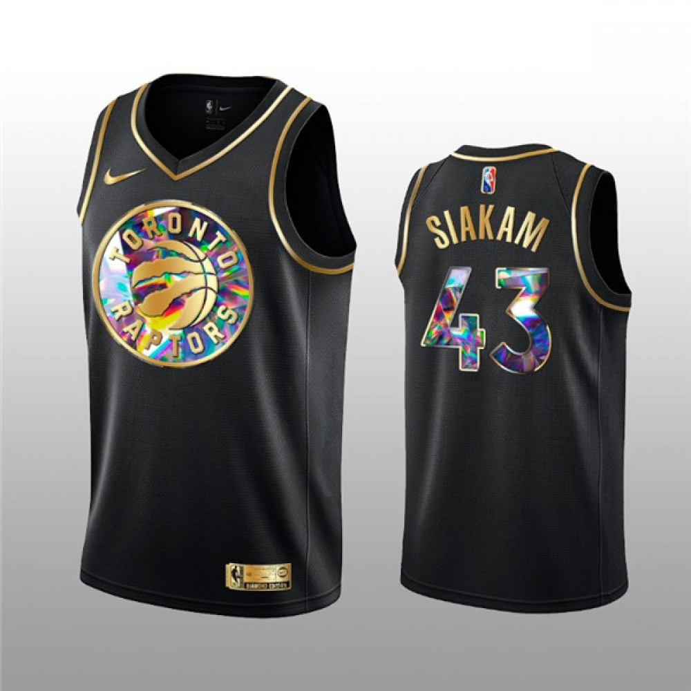 Men’s Toronto Raptors #43 Pascal Siakam 2021/22 Black Golden Edition 75th Anniversary Diamond Logo Stitched Basketball Jersey