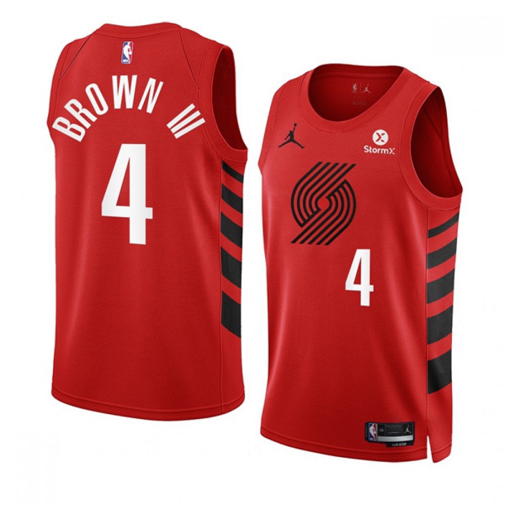 Men’s Portland Trail Blazers #4 Greg Brown III 2022/23 Red Statement Edition Swingman Stitched Basketball Jersey