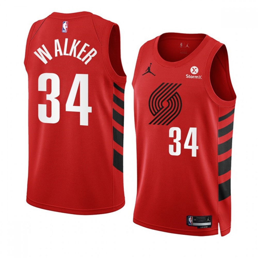 Men’s Portland Trail Blazers #34 Jabari Walker 2022/23 Red Statement Edition Swingman Stitched Basketball Jersey