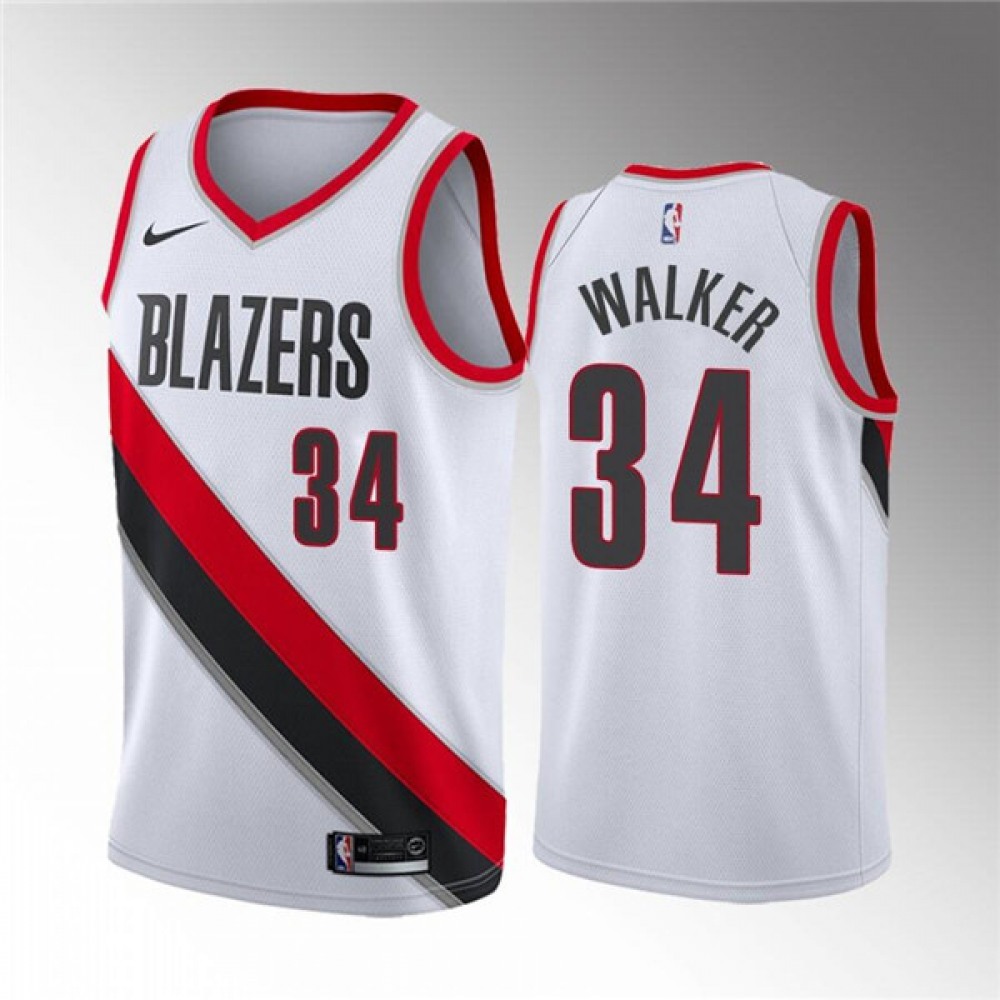 Men’s Portland Trail Blazers #34 Jabari Walker White Association Edition Stitched Basketball Jersey