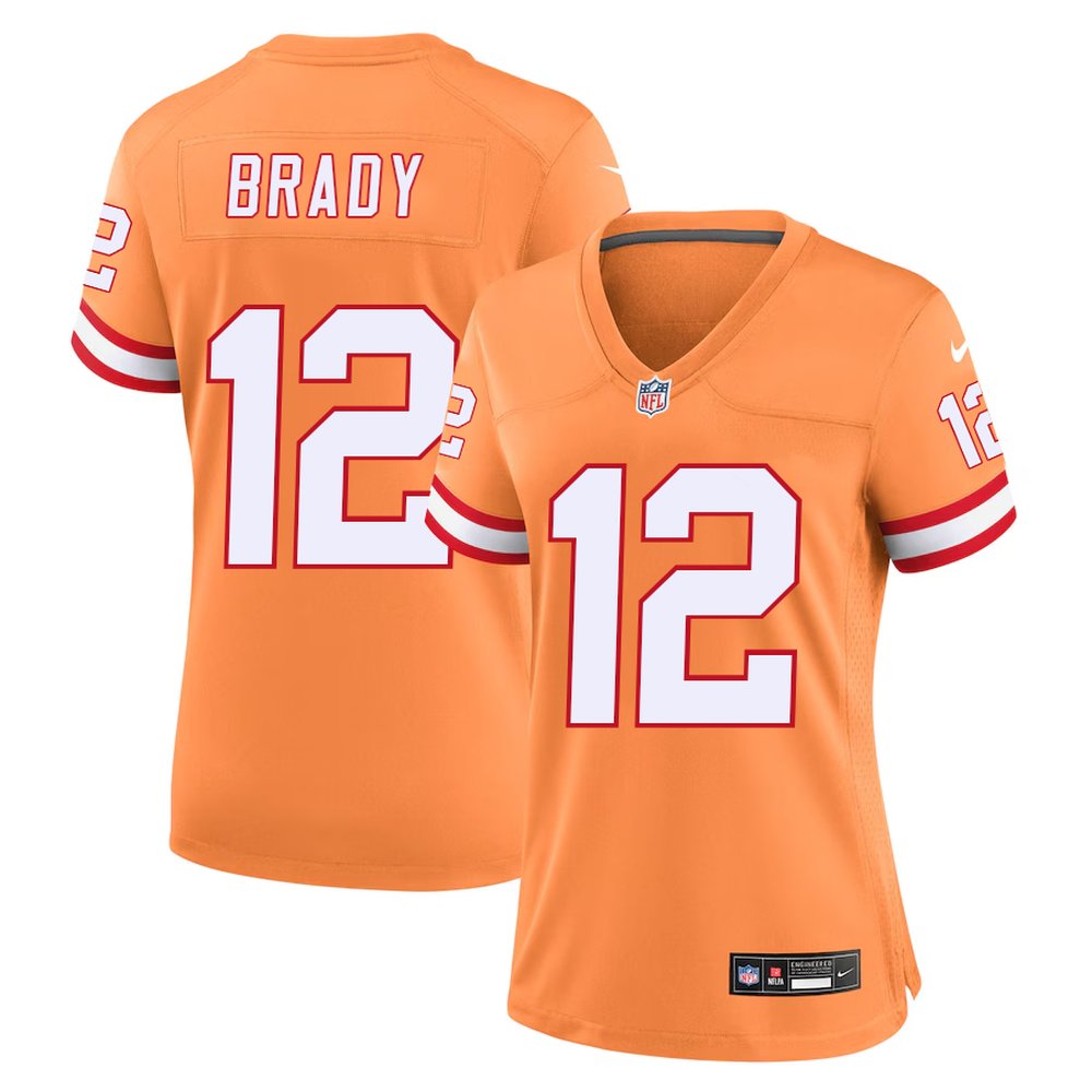 Women’s ’76 Tampa Bay Buccaneers #12 Tom Brady Nike Orange Player Game Jersey