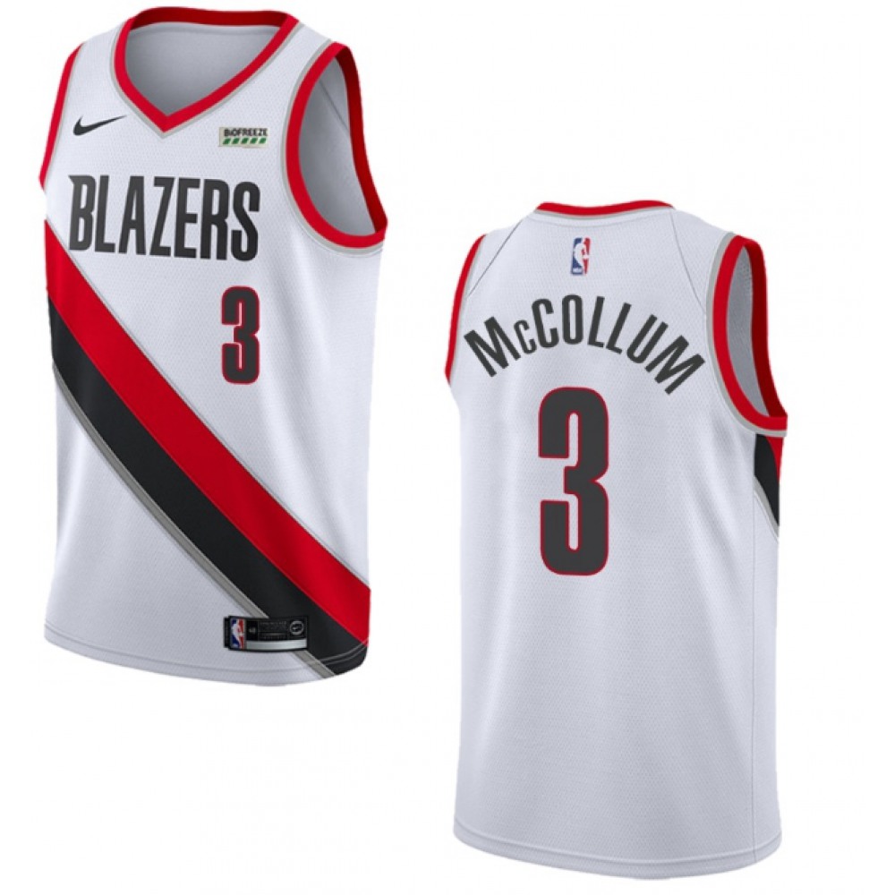 Men’s Portland Trail Blazers #3 C.J. McCollum White Stitched Basketball Jersey