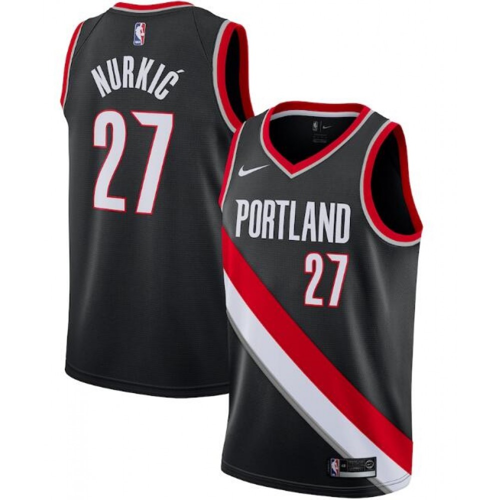Men’s Portland Trail Blazers #27 Jusuf Nurkic Black Icon Edition Stitched Jersey