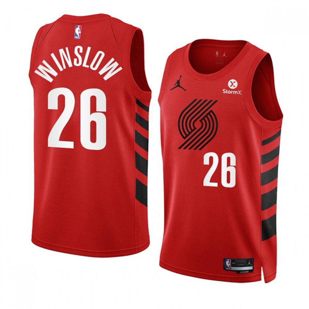 Men’s Portland Trail Blazers #26 Justise Winslow 2022/23 Red Statement Edition Swingman Stitched Basketball Jersey