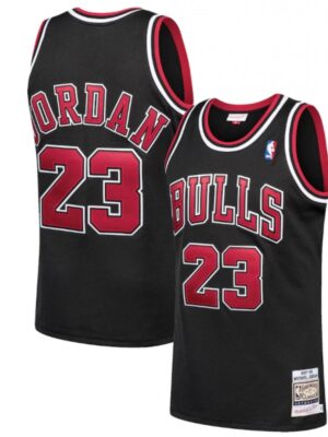 Men's Chicago Bulls #23 Michael Jordan Black 1997-98 Throwback Stitched Jersey