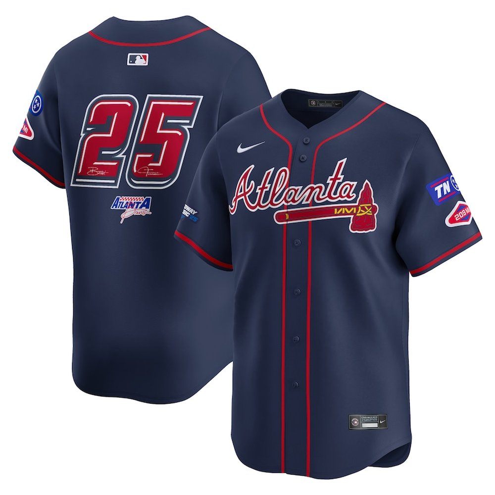 Men’s Atlanta Braves #25 Nike Navy 2025 MLB Speedway Classic Alternate Limited Jersey