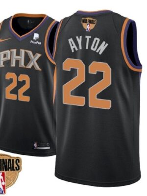Men's Phoenix Suns #22 Deandre Ayton 2021 Black NBA Finals Statement Edition Stitched Jersey