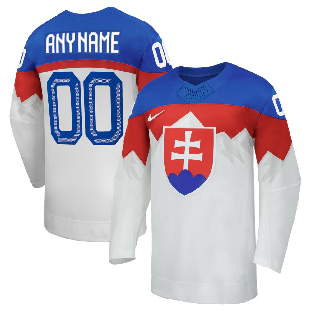 Youth Slovakia Hockey Custom White 2026 Away Replica Jersey