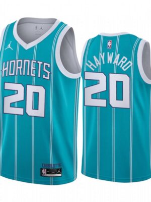 Men's Charlotte Hornets #20 Gordan Hayward Aqua Stitched Basketball Jersey