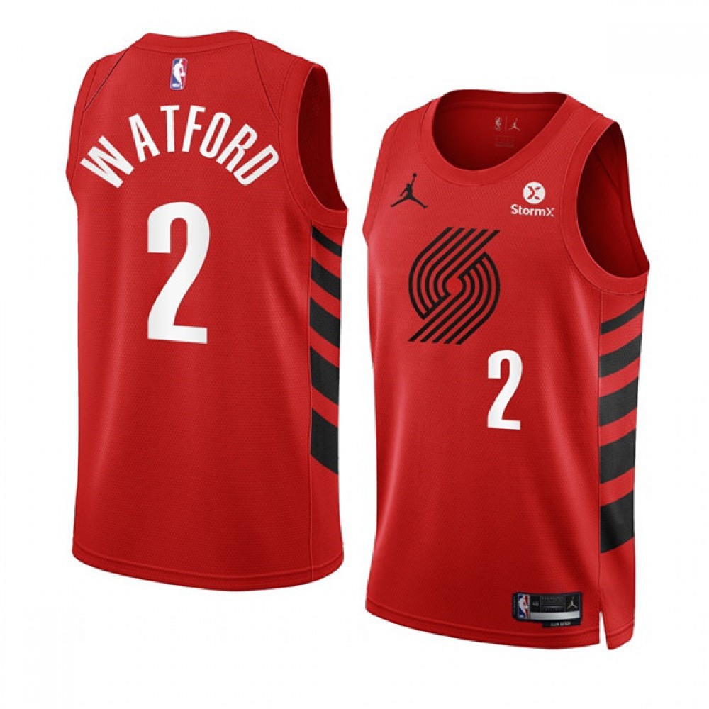 Men’s Portland Trail Blazers #2 Trendon Watford 2022/23 Red Statement Edition Swingman Stitched Basketball Jersey