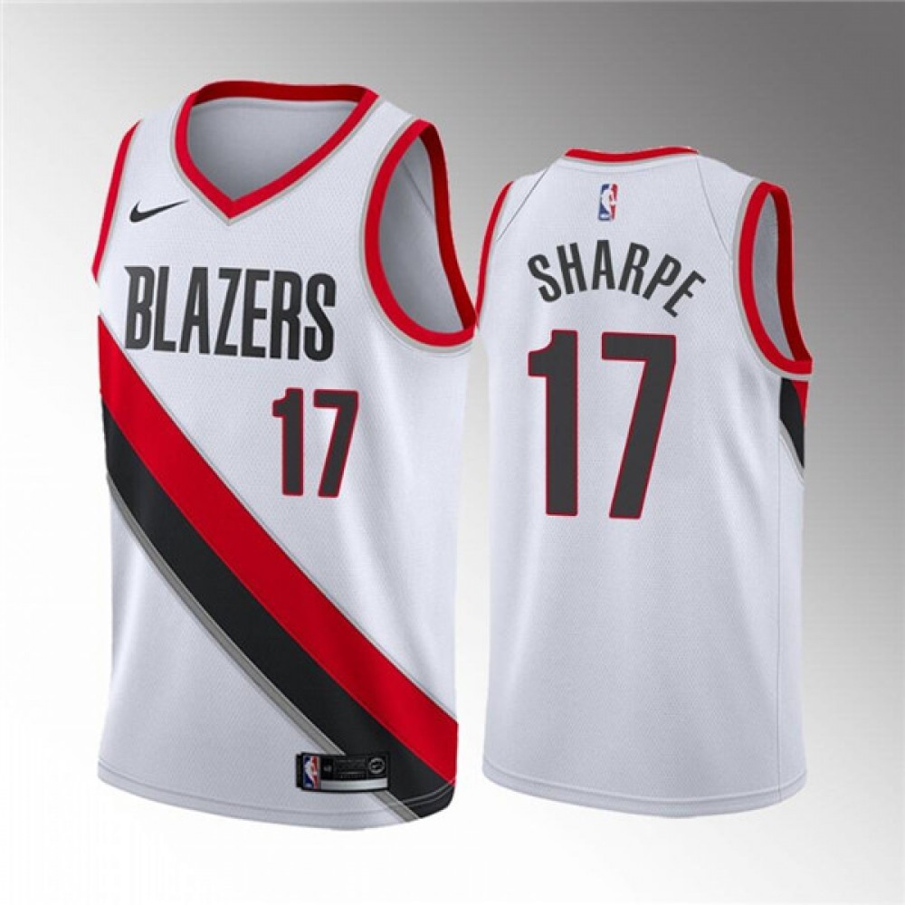 Men’s Portland Trail Blazers #17 Shaedon Sharpe White Association Edition Stitched Basketball Jersey