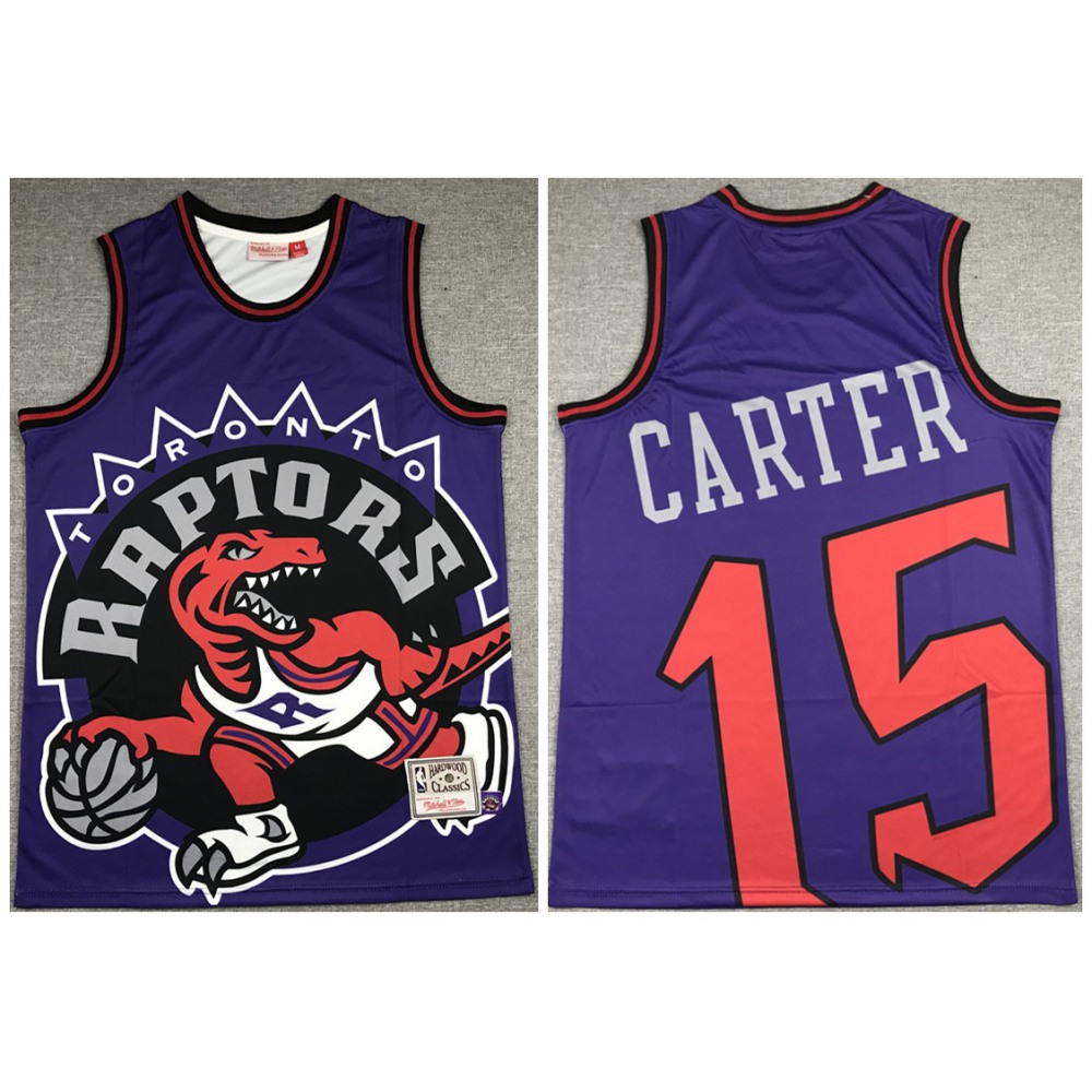 Men’s Toronto Raptors #15 Vince Carter Purple Big Face Stitched Jersey