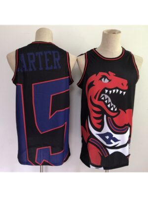 Men's Toronto Raptors #15 Vince Carter Black Big Face Throwback Stitched Jersey