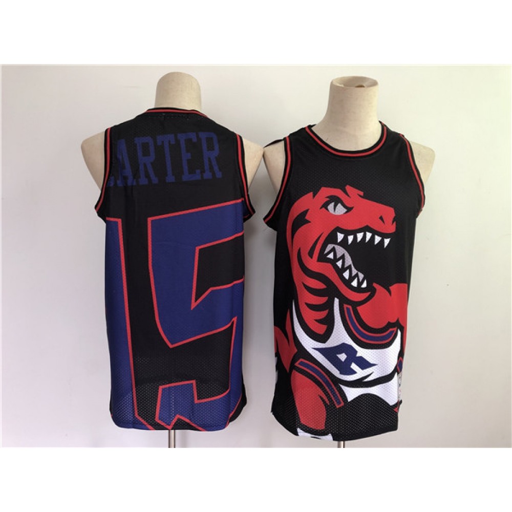 Men’s Toronto Raptors #15 Vince Carter Black Big Face Throwback Stitched Jersey