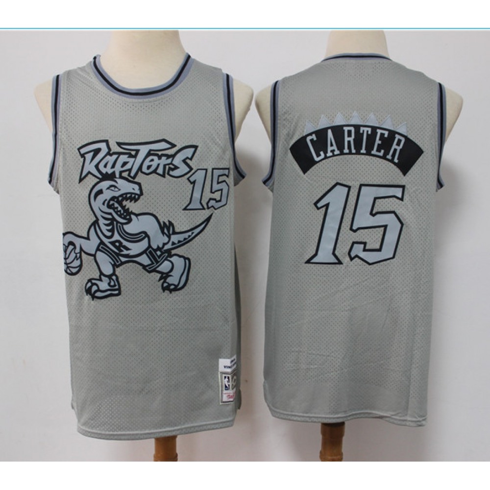 Men’s Toronto Raptors #15 Vince Carter Grey Throwback Stitched Basketball Jersey
