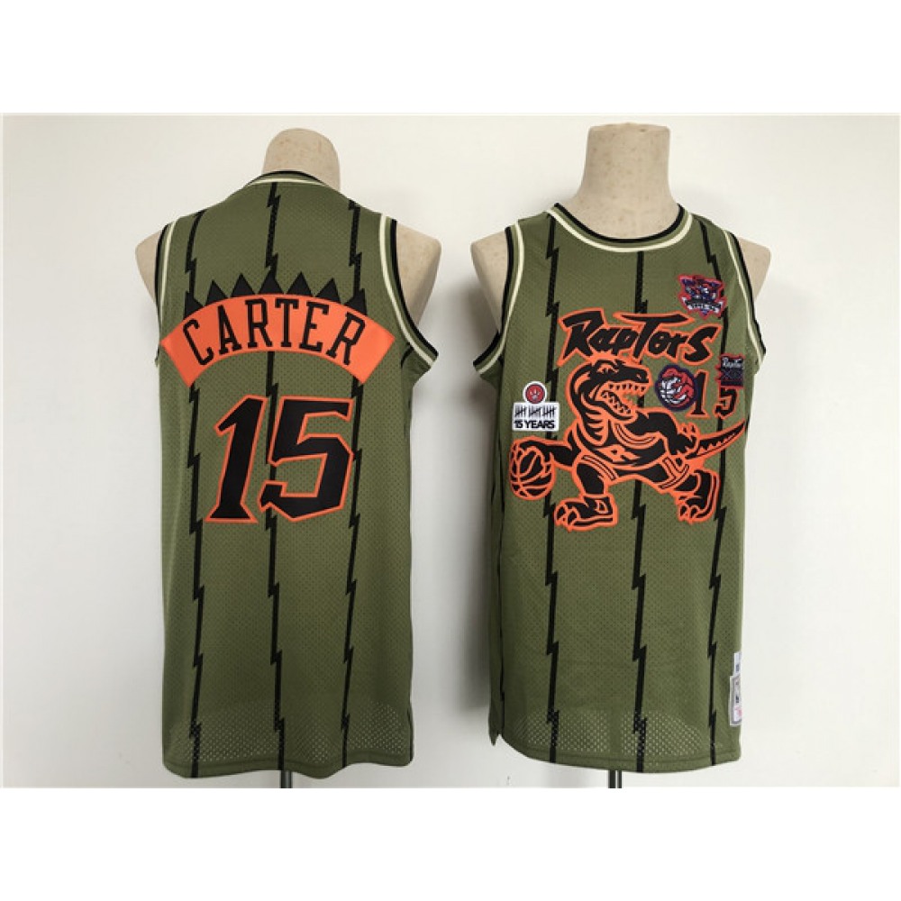 Men’s Toronto Raptors #15 Vince Carter Oilve Throwback Stitched Jersey