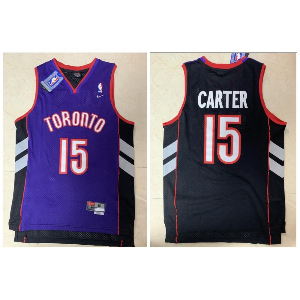 Men’s Toronto Raptors #15 Vince Carter Purple and Black Throwback Stitched Jersey