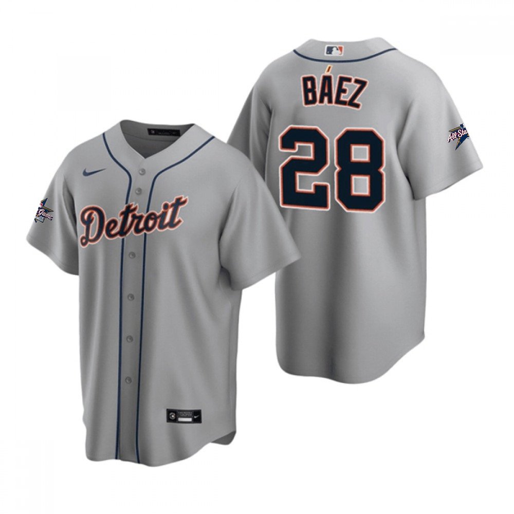 Men’s Detroit Tigers #28 Javier Baez Grey 2025 MLB All-Star Game Road Replica Player Jersey