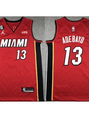 Men's Miami Heat #13 Bam Adebayo Red Statement Edition With NO.6 Patch Swingman Stitched Jersey