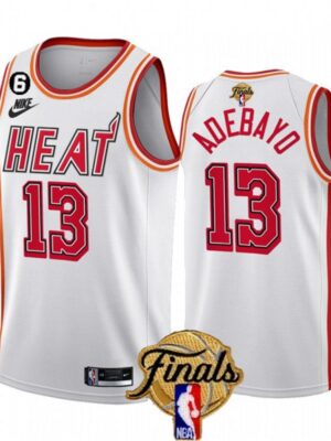 Men's Miami Heat #13 Bam Adebayo White 2023 Finals Classic Edition With NO.6 Patch Stitched Basketball Jersey