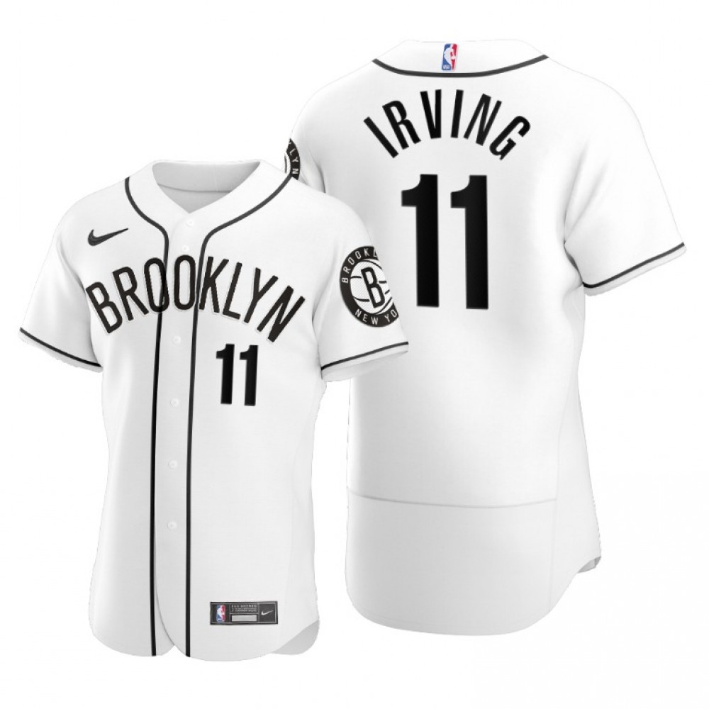 Men’s Brooklyn Nets #11 Kyrie Irving 2020 White NBA X MLB Crossover Edition Stitched Jersey