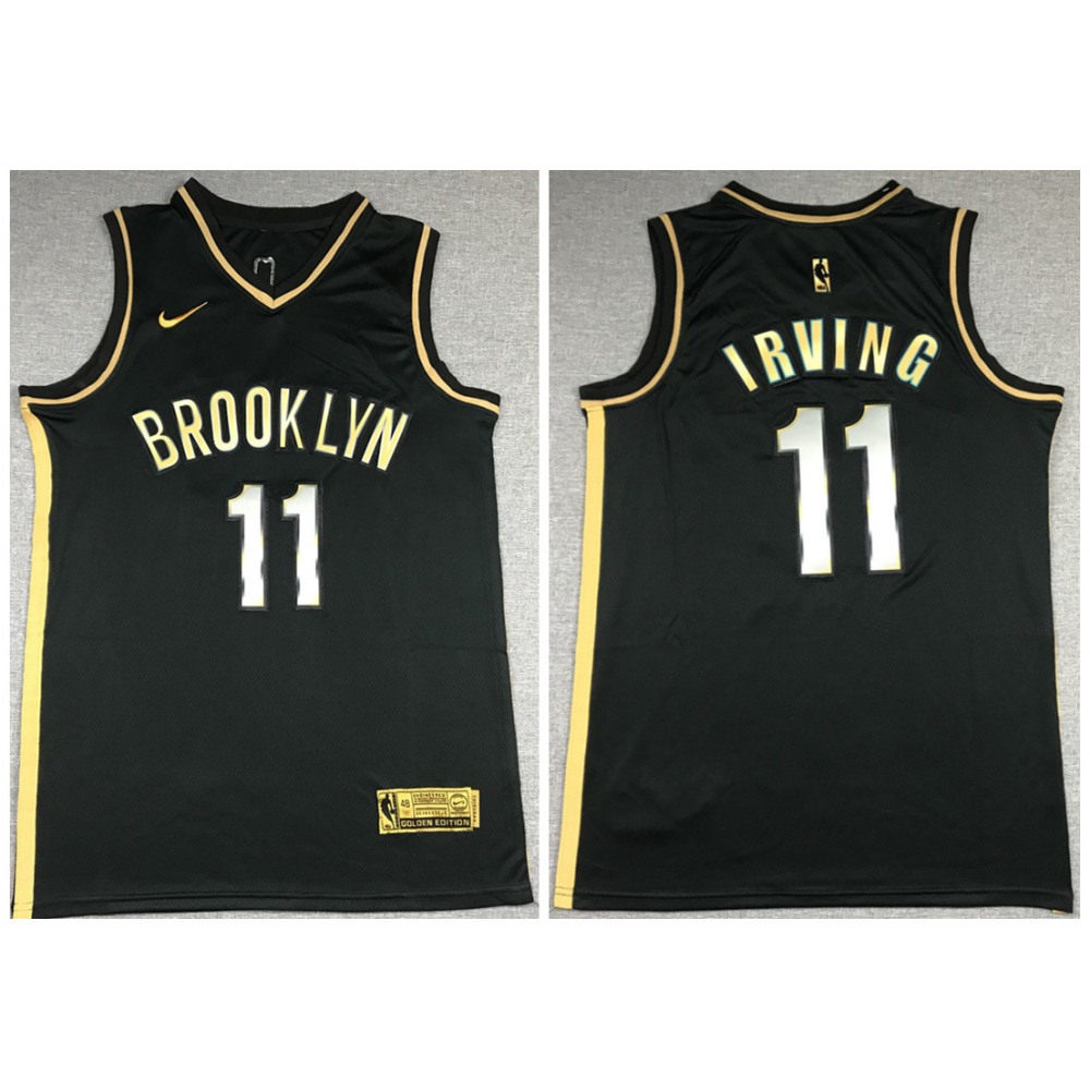 Men’s Brooklyn Nets #11 Kyrie Irving 2020 Black Gold Edition Stitched Jersey