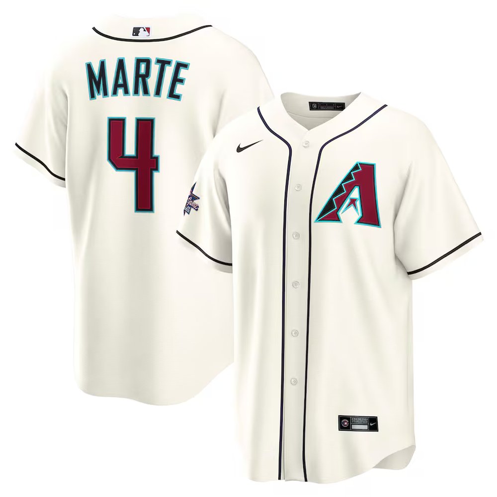 Men’s Arizona Diamondbacks #4 Ketel Marte Nike Cream 2025 MLB All-Star Game Home Replica Player Jersey