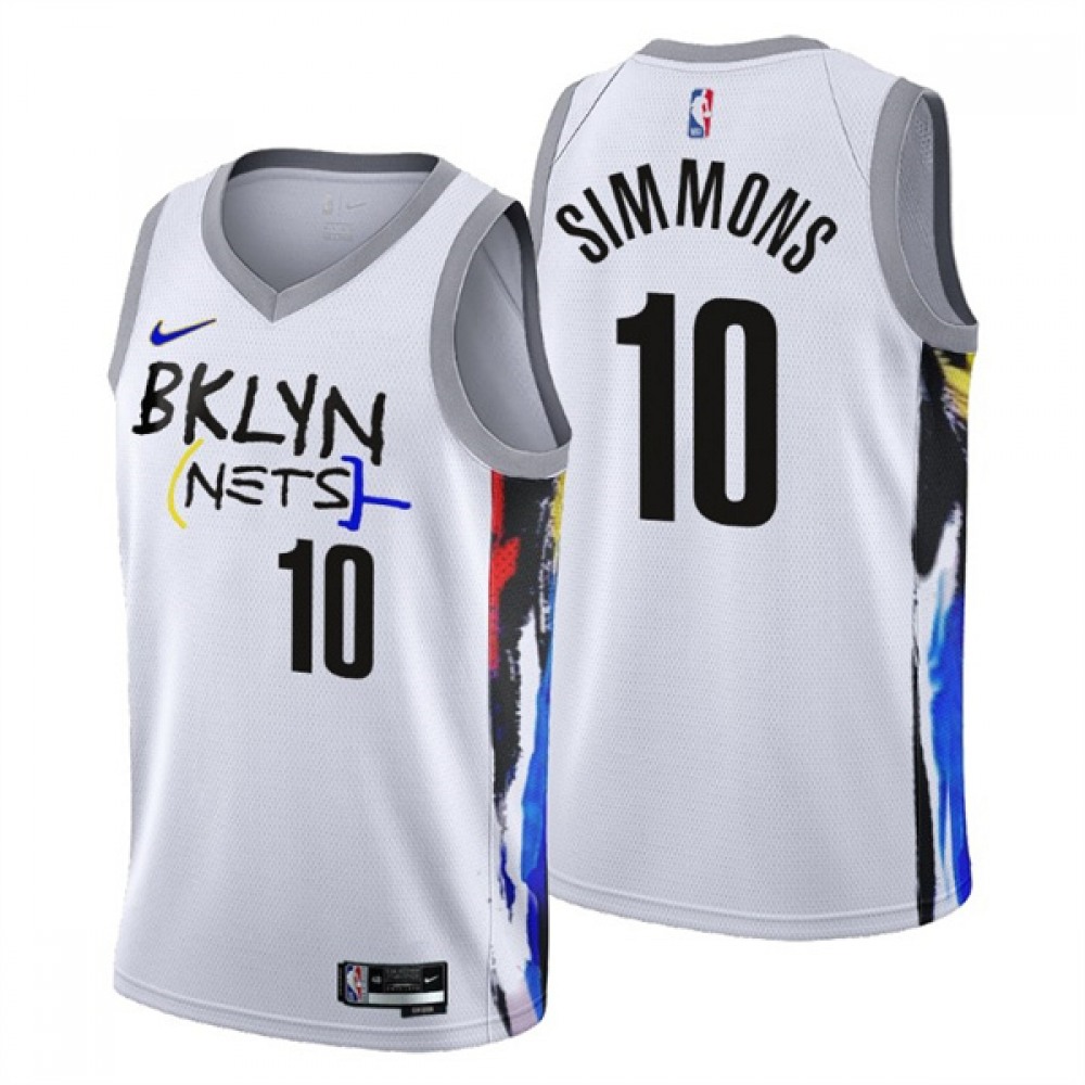Men’s Brooklyn Nets #10 Ben Simmons 2022/23 White City Edition Stitched Basketball Jersey
