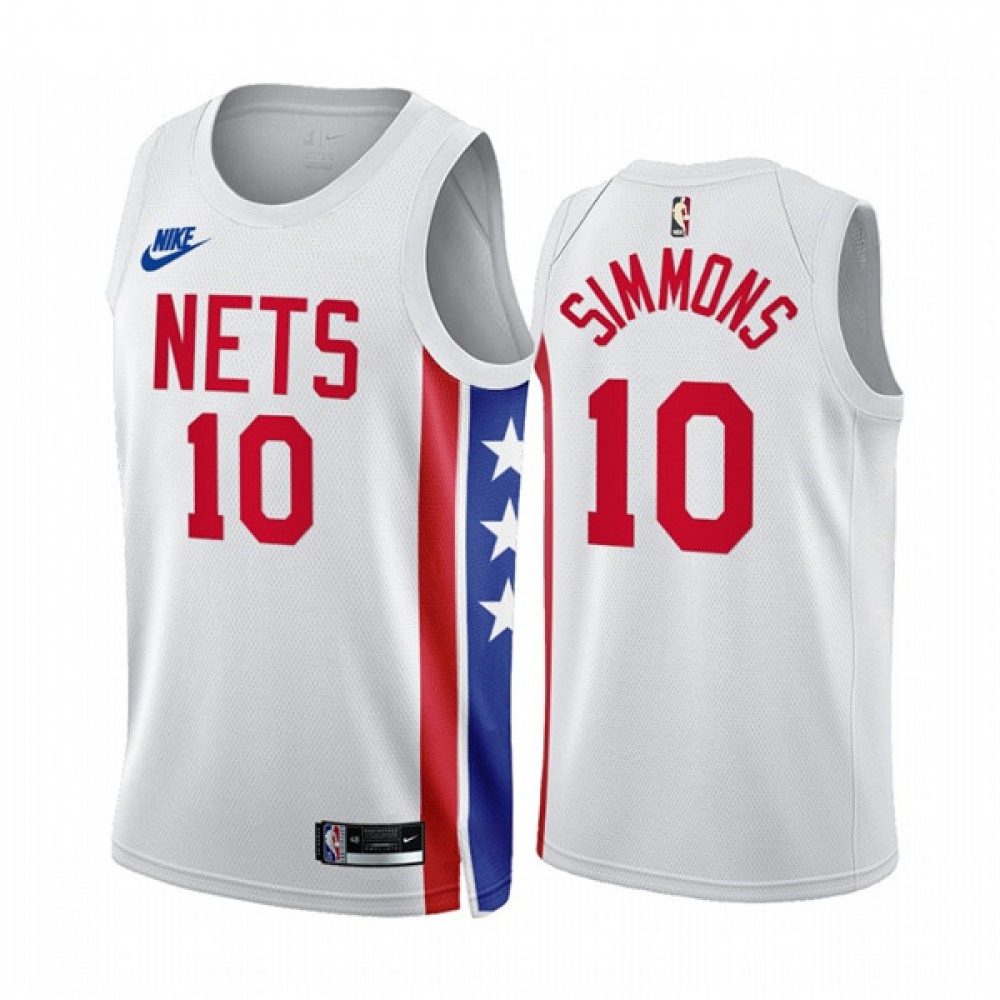 Men’s Brooklyn Nets #10 Ben Simmons 2022/23 White Classic Edition Stitched Basketball Jersey