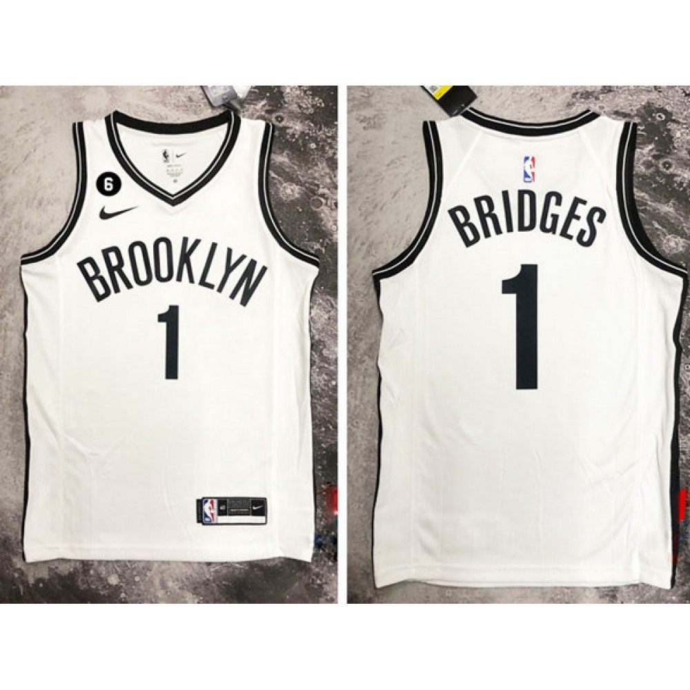 Men’s Brooklyn Nets #1 Mikal Bridges White Stitched Basketball Jersey