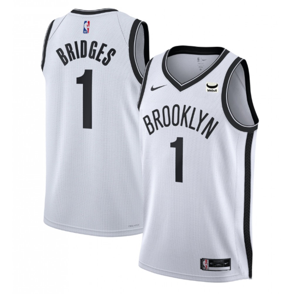 Men’s Brooklyn Nets #1 Mikal Bridges White Stitched Basketball Jersey