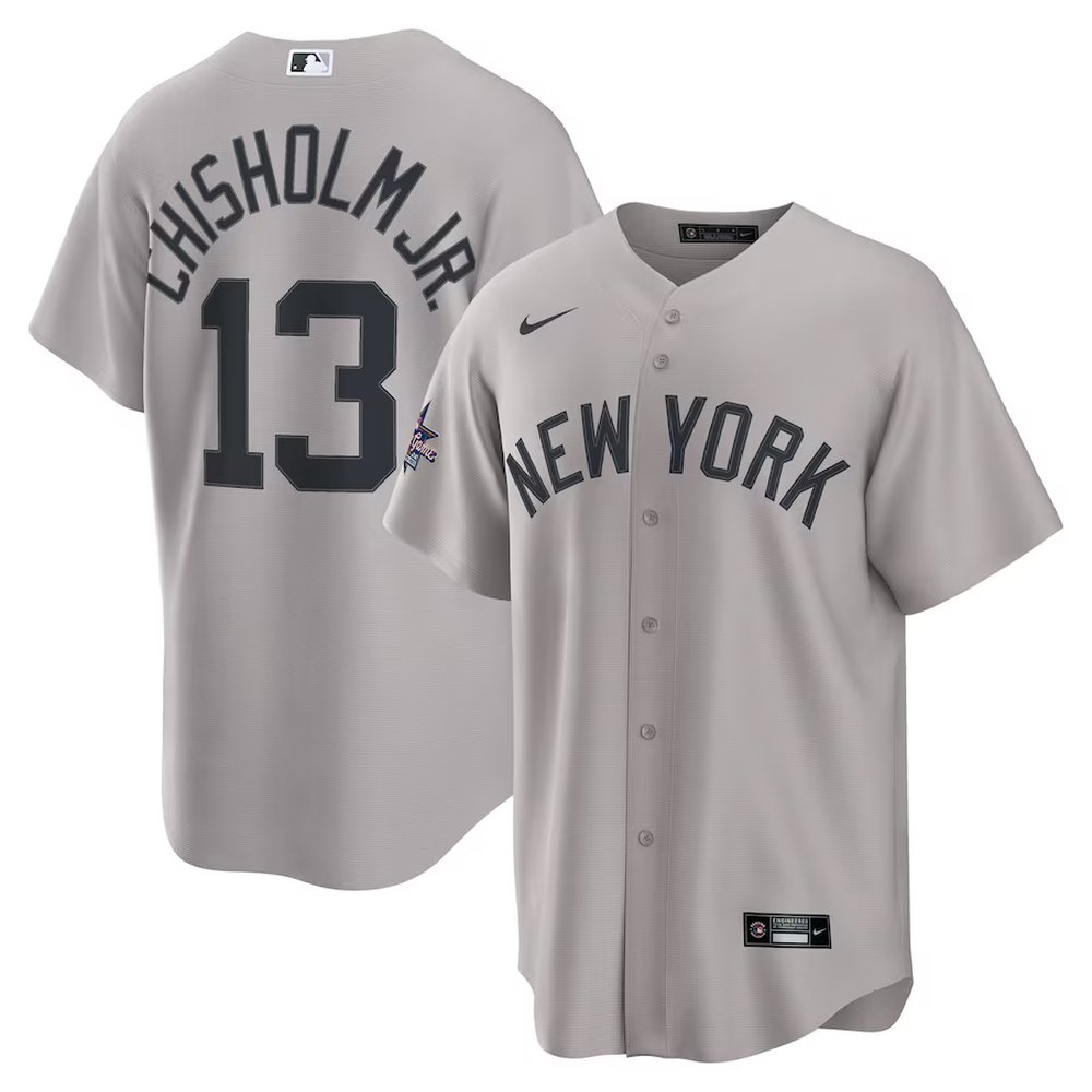Men’s New York Yankees #13 Jazz Chisholm Jr. Nike Gray 2025 MLB All-Star Game Road Replica Player Jersey