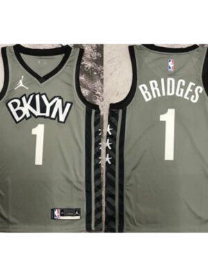 Men's Brooklyn Nets #1 Mikal Bridges Gray Stitched Basketball Jersey