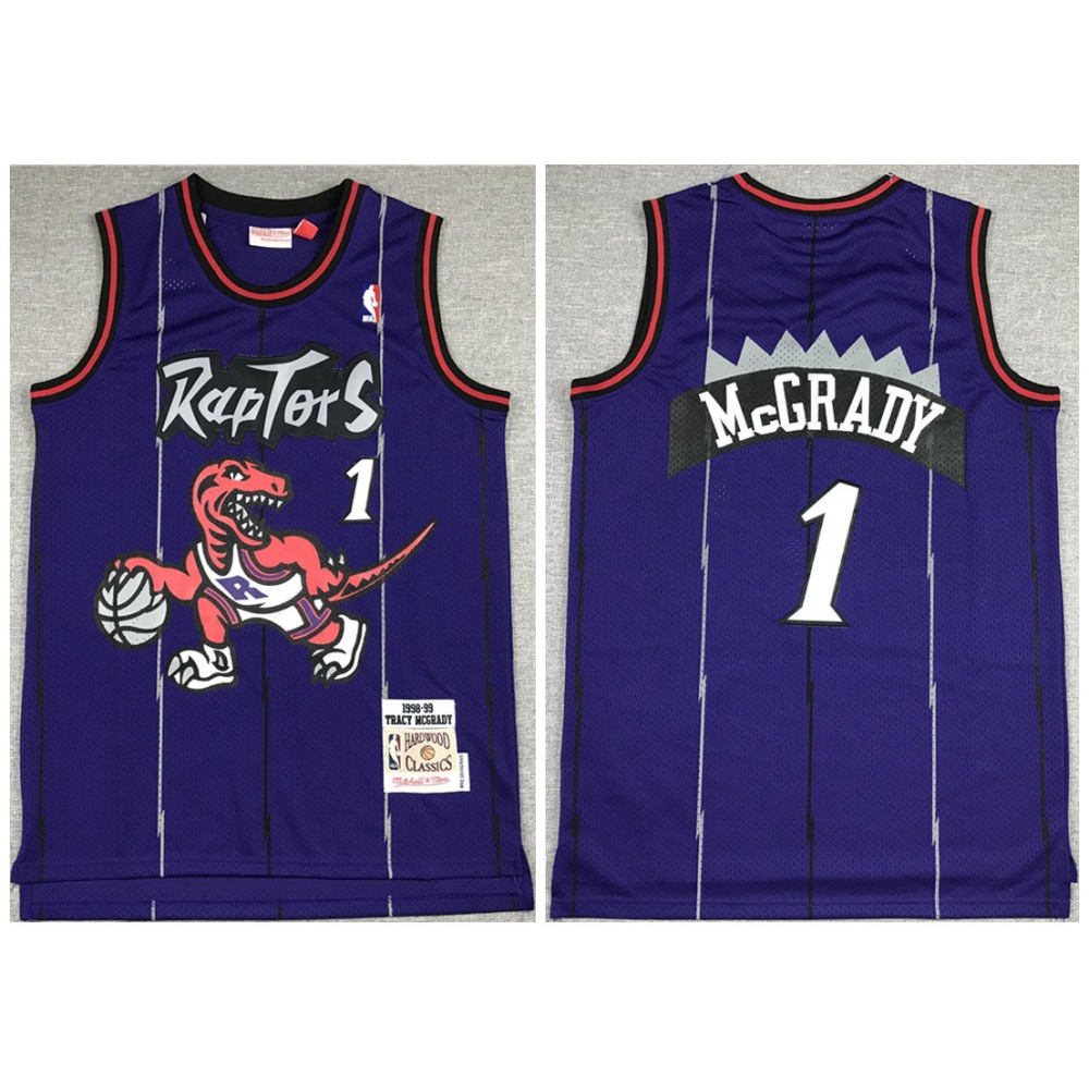 Men’s Toronto Raptors #1 Tracy Mcgrady Purple Throwback Stitched Jersey