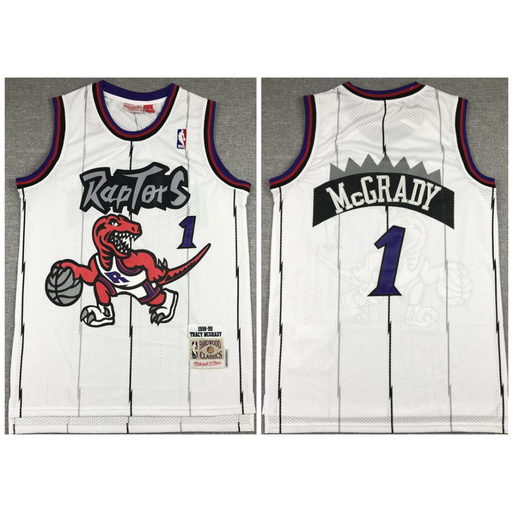 Men’s Toronto Raptors #1 Tracy Mcgrady White Throwback Stitched Jersey