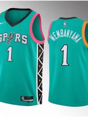 Men's San Antonio Spurs #1 Victor Wembanyama Teal 2022/23 City Edition Swingman Stitched Basketball Jersey