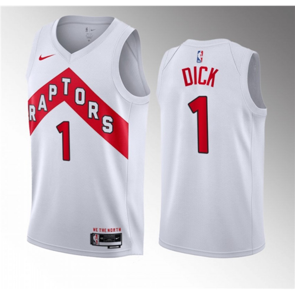 Men’s Toronto Raptors #1 Gradey Dick White 2023 Draft Association Edition Stitched Basketball Jersey