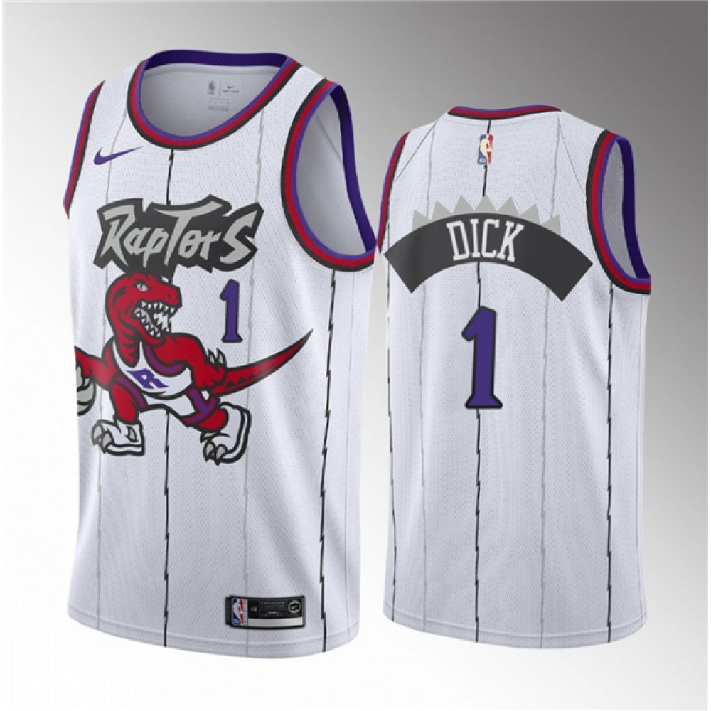 Men’s Toronto Raptors #1 Gradey Dick White 2023 Draft Classic Edition Stitched Basketball Jersey