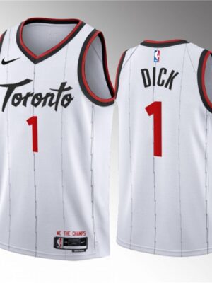 Men's Toronto Raptors #1 Gradey Dick White 2023/24 Association Edition Stitched Basketball Jersey