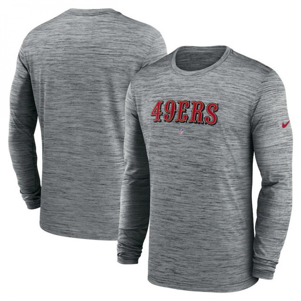 Men’s San Francisco 49ers Heather Gray Sideline Team Velocity Performance Long Sleeve T-Shirt