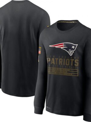Men's New England Patriots 2020 Black Salute to Service Sideline Performance Long Sleeve T-Shirt