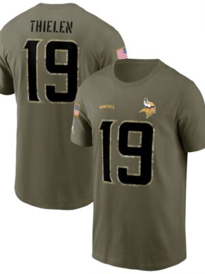 Men's Minnesota Vikings #19 Adam Thielen 2022 Olive Salute to Service T-Shirt